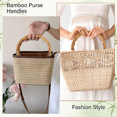 Bamboo Stick D Ring Bag Handles LS-PURS-WH0816-004-1