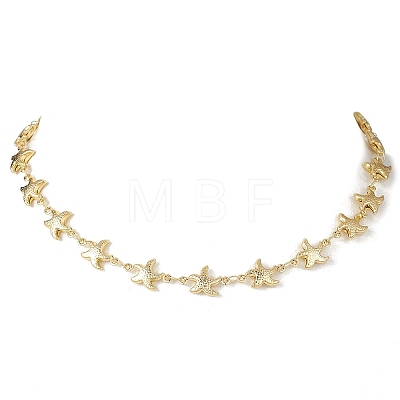 Ocean 304 Stainless Steel Starfish Link Chain Necklaces for Women NJEW-JN05921-1