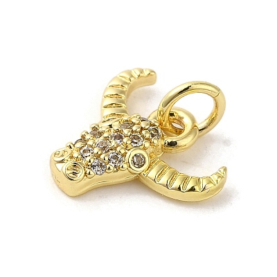 Rack Plating Brass Micro Pave CLear Cubic Zirconia Charms KK-C053-12G-1