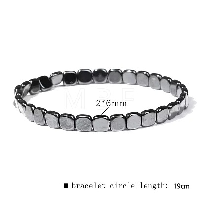 Synthetic Non-magnetic Hematite Beads Stretch Bracelets for Men RL7655-10-1