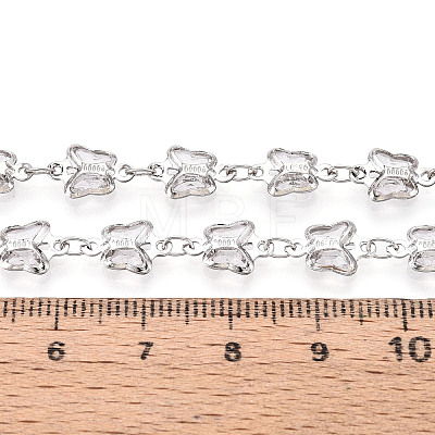 Brass Glass Butterfly Charm Link Chains CHC-T018-11B-P-1