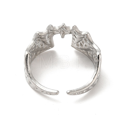304 Stainless Steel Gothic Bat Open Cuff Ring for Women RJEW-E066-01P-1