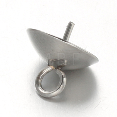 304 Stainless Steel Cup Pearl Peg Bails Pin Pendants STAS-F094-03C-P-1