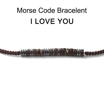 I Love You Morse Code Stretch Bracelets Set BJEW-JB07352-01-1