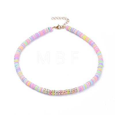 Handmade Polymer Clay Heishi Beaded Necklaces NJEW-JN02890-03-1