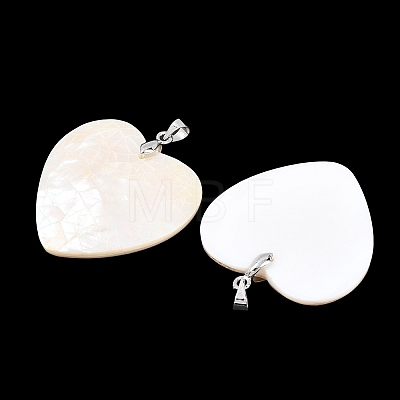Natural White Shell Heart Pendants KK-C135-09A-1