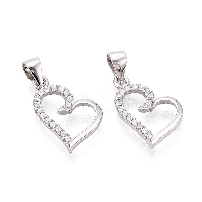 925 Sterling Silver Micro Pave Clear Cubic Zirconia Pendants STER-T008-82P-1