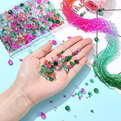 6 Styles Gradient Color Transparent Painted Glass Beads Strands DGLA-YW0001-28A-1