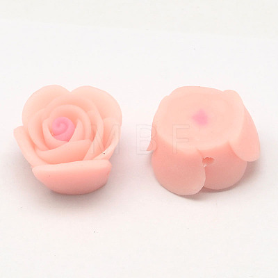 Handmade Polymer Clay 3D Flower Rose Beads X-CLAY-Q201-M01-1