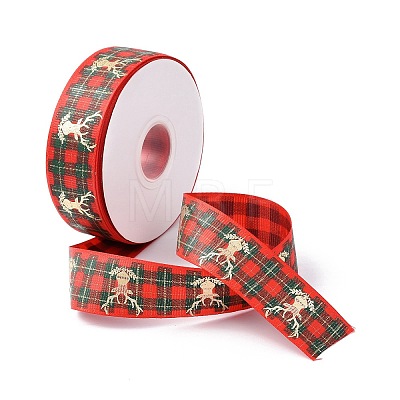 25 Yards Flat Christmas Theme Printed Polyester Grosgrain Ribbon OCOR-C004-04D-1