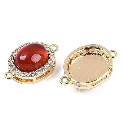 Natural Carnelian(Dyed & Heated) Oval Connector Charms KK-U043-50G-01-1