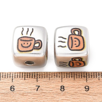 Plating Printed Acrylic European Beads AC-CBA655C-16C-1