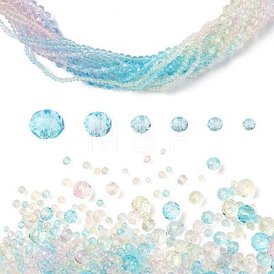 6 Styles Gradient Color Transparent Painted Glass Beads Strands DGLA-YW0001-28U-1