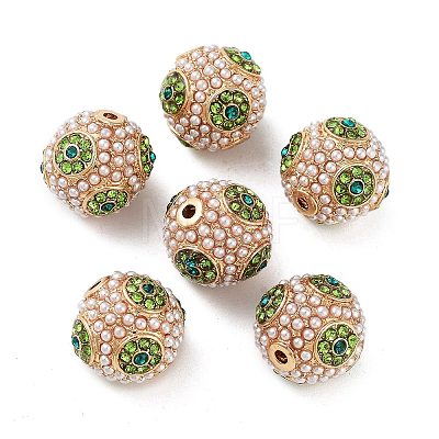 Golden Plated Alloy Rhinestone Beads FIND-E046-14G-03-1