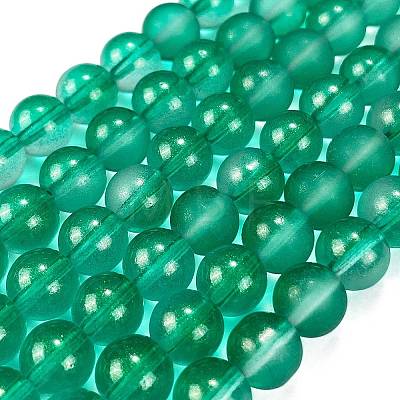 Frosted Transparent Glass Bead Strands GLAA-P065-8mm-14-1