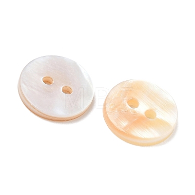 2-Hole Shell Flat Round Buttons BUTT-P012-09-1