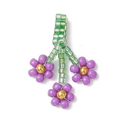 7Pcs 7 Colors Glass Seed Bead Pendants PALLOY-MZ01236-1