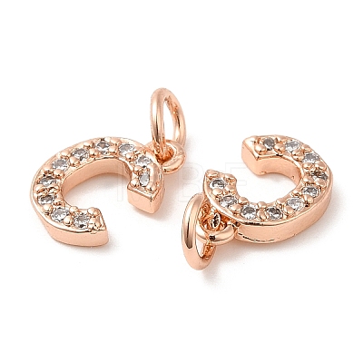 Brass Micro Pave Grade AAA Cubic Zirconia Charms ZIRC-P067-11RG-C-NR-1