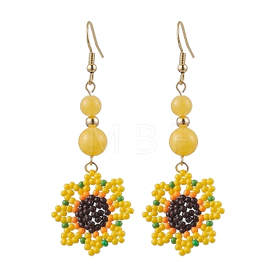 Glass Seed Beads Dangle Earrings EJEW-MZ00328-1