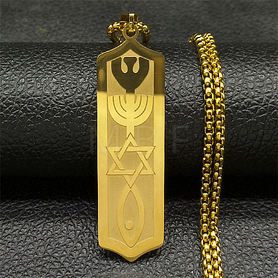 304 Stainless Steel Star of David Fish Pendant Box Chain Necklaces FS-WG4A3EC-02-1