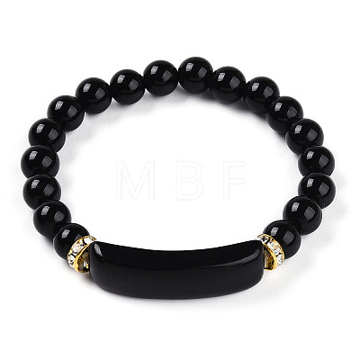 Natural Obsidian Beads Stretch Bracelets BJEW-T022-04A-1