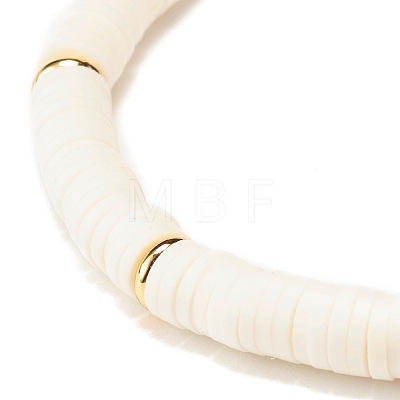 Polymer Clay Heishi Beaded Stretch Bracelet with Column Synthetic Hematite BJEW-JB07606-1