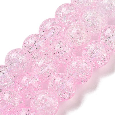 Spray Painted Crackle Glass Beads Strands DGLA-C002-8mm-03-1