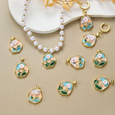 5Pcs Brass Enamel Pendants KK-SZ0002-58A-1