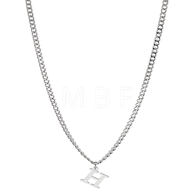 1Pc 304 Stainless Steel Letter Pendant Necklaces NJEW-LP0001-33H-P-1