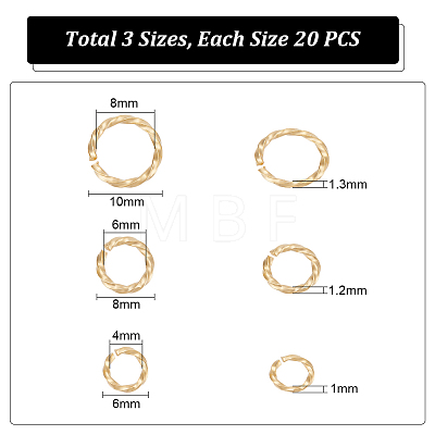 Unicraftale 60Pcs 3 Sizes 304 Stainless Steel Jump Rings STAS-UN0046-08-1