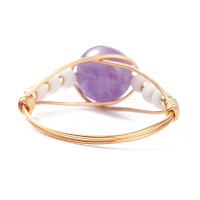 Natural Amethyst Wire Wrapped Finger Ring RJEW-TA00022-02-1