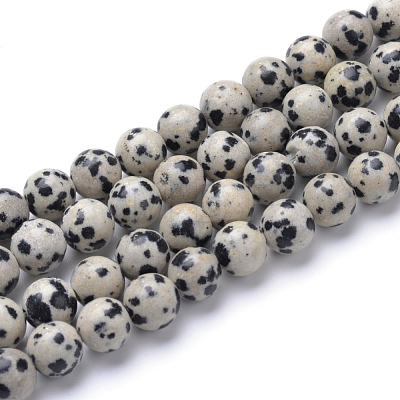 Natural Dalmatian Jasper Bead Strands X-G-R345-6mm-51-1