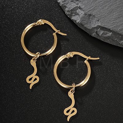 Fashionable Retro Casual Snake 201 Stainless Steel Hoop Earrings AH0980-1