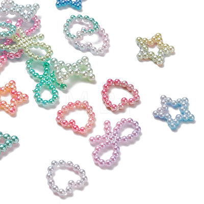 220Pcs 4 Styles Rainbow ABS Plastic Imitation Pearl Linking Rings OACR-YW0001-18-1
