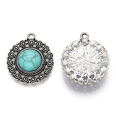 Synthetic Turquoise Pendants PALLOY-TAC0044-58AS-1