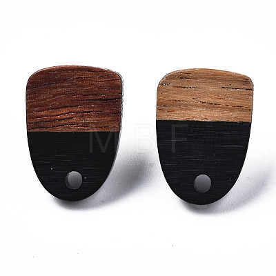 Opaque Resin & Walnut Wood Stud Earring Findings MAK-N032-026A-B01-1
