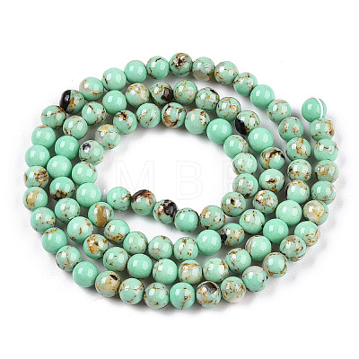 Assembled Synthetic Turquoise and Shell Beads Strands G-S212-4mm-04-1