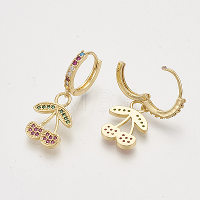 Brass Cubic Zirconia Dangle Hoop Earrings EJEW-S201-142-1