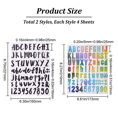 Gorgecraft 8 Sheets 2 Styles Vinyl Alphabet Self-Adhesive Waterproof Mail Box Stickers DIY-GF0007-28-1