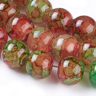 Spray Painted Glass Beads Strands GLAA-A038-C-47-1