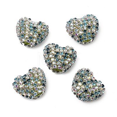 Sparkling Acrylic Heart Beads with Rhinestone Embellishment OACR-NH0001-02A-03-1