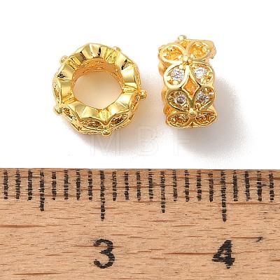Long-Lasting Plated Brass Micro Pave Clear Cubic Zirconia Beads KK-K381-18A-G01-1