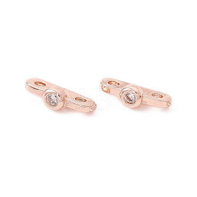 Rack Plating Brass Pave Clear Cubic Zirconia Connector Charms LS-KK-G433-04RG-1