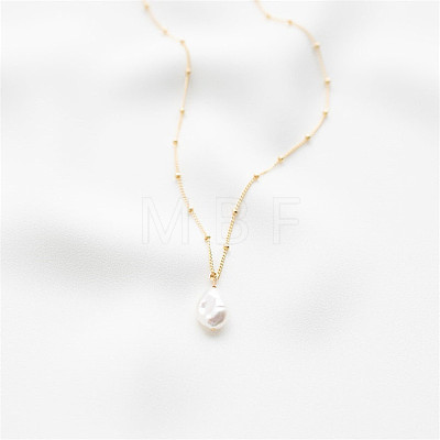 Minimalist Freshwater Pearl Necklace - Fashionable and Elegant 14K Gold-Plated Collarbone Chain for Women ST8233688-1