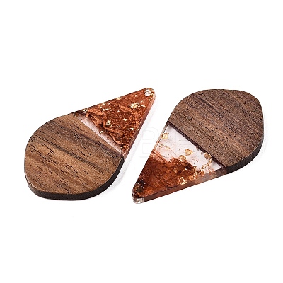 Transparent Resin and Walnut Wood Pendants RESI-T057-06C-1