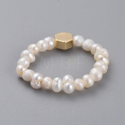 Stretch Natural Cultured Freshwater Pearl Finger Rings RJEW-JR00296-01-1