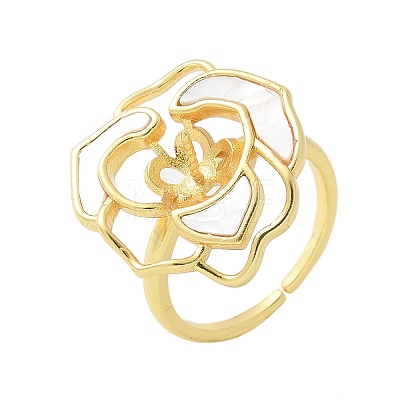 Flower Brass Shell Cuff Ring Settings KK-K297-01G-1