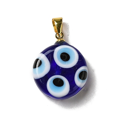 Handmade Evil Eye Lampwork Pendants LAMP-F030-01G-1