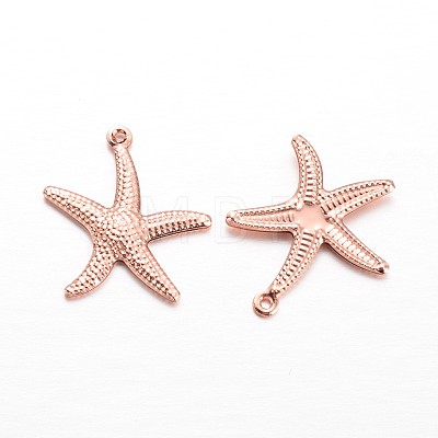 Starfish/Sea Stars Brass Pendants KK-L134-11RG-1