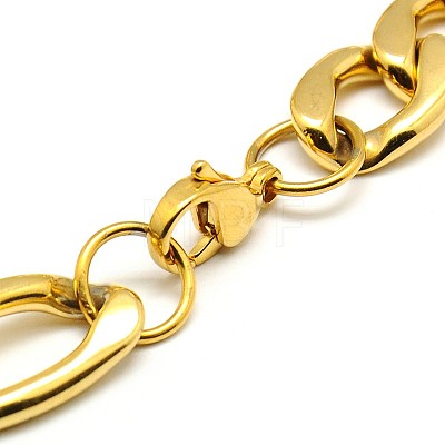 Trendy 304 Stainless Steel Figaro Chain Bracelets STAS-A028-B018G-1